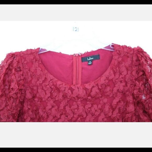 Lulus Sheath Dress Womens Size M Red Floral Lace Overlay - Picture 3 of 7